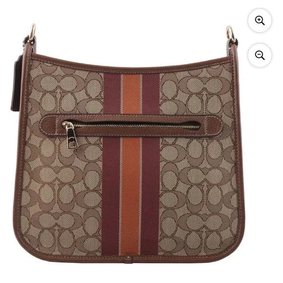 COACH DEMPSEY SIGNATURE JACQUARD W/PATCH FILE CROSSBODY- SADDLE (BRAND NEW) - Picture 3 of 3
